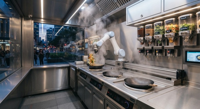 Ingredient dispensing and cooking line