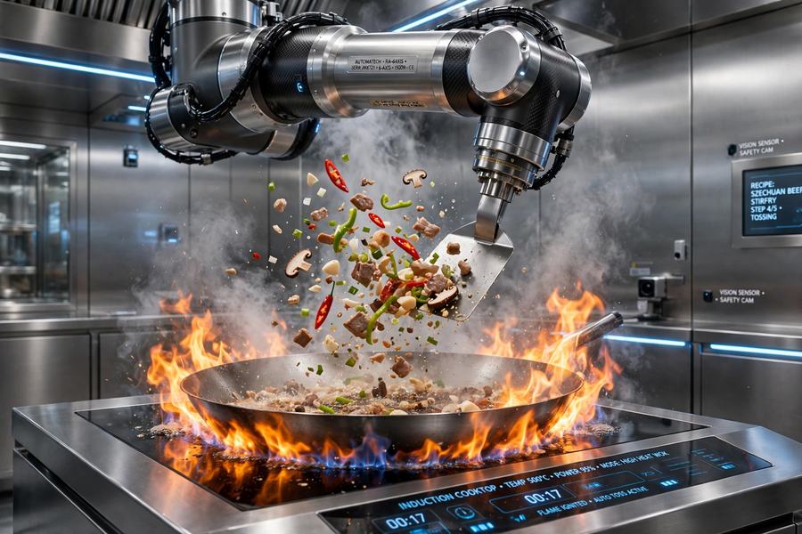 High-heat robotic wok